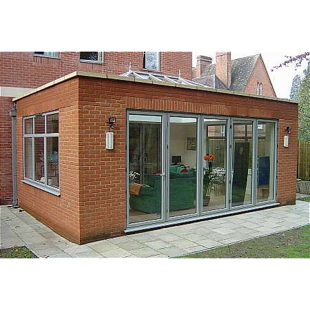 185 - Brick Built Extension with Glass Roof and 5 Door Bi folding doors